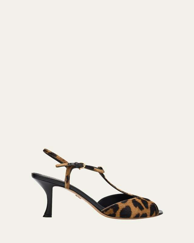 Ely Leopard T-Strap Sandals